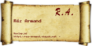 Réz Armand névjegykártya